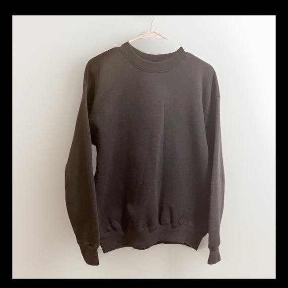 Vintage Blank Crewneck Sweatshirt Men L Black 90s USA Pro Spirit Select Sweats - Picture 1 of 13